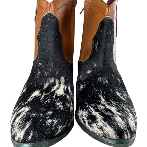 Alcala's Johnny Women Black Brown Cow Hair-On-Hide Leather Cowboy Boot Size 6.5 - Picture 6 of 14